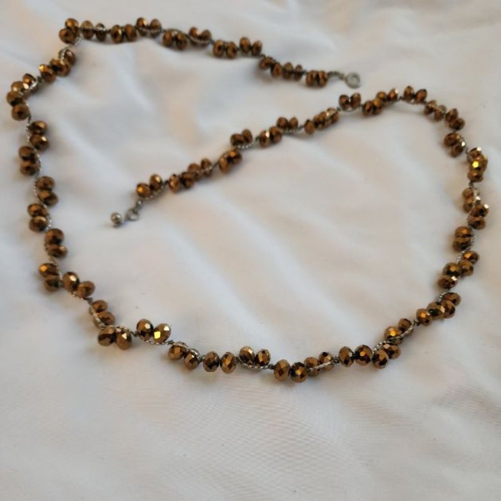TENG YUE COPPER BEAD WIRED ON SILVER NECKLACE